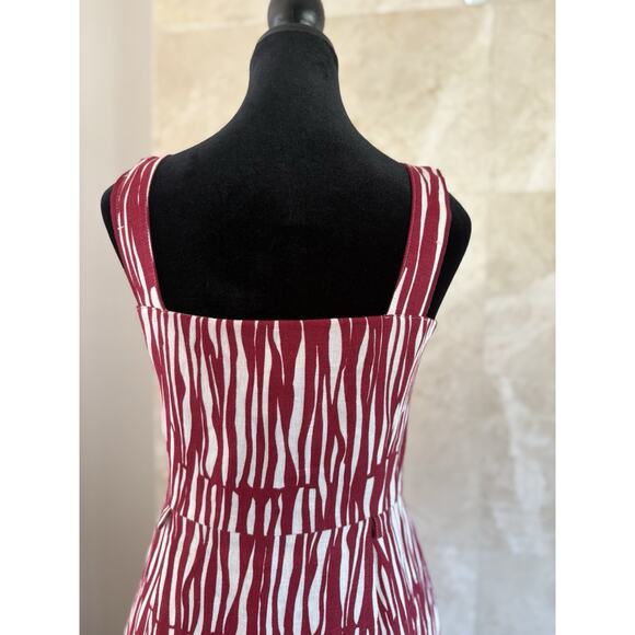 Max Mara 100% Linen Sheath Dress 6 Deep Berry Abstract Bold Minimalist Italian - Picture 13 of 15